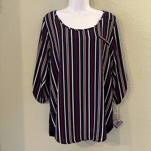 Jaretchung Striped Navy and Red Women's Top NWT